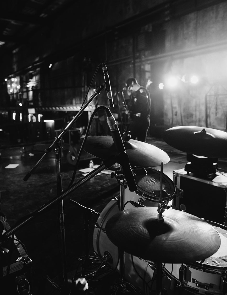 Stage and drum kit, atmospheric backlight